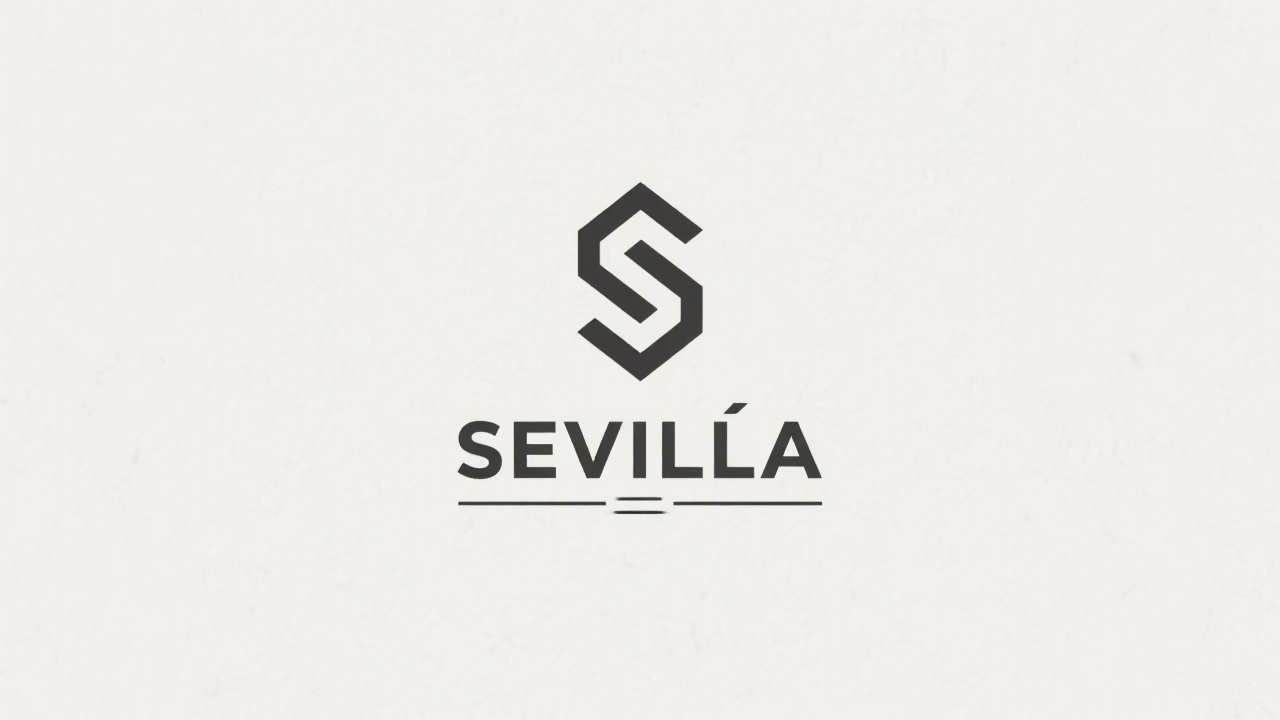 Simple geometric logo with clean typography, a minimal Sevilla-inspired monogram and subtle underline, designed for an academic creative institute look.